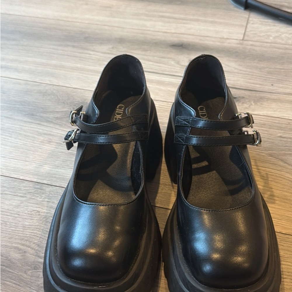 Cider Black Double Strap Flats
